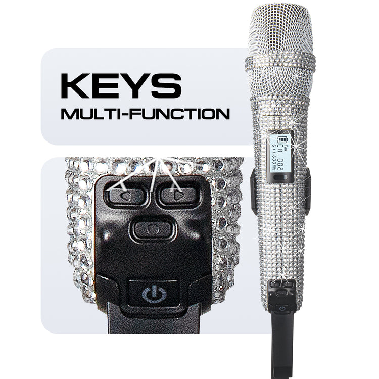 Diamond Microphone G-MARK SKM9000 Luxury sparkling Wireless Microphone Professional UHF Frequency Adjustable Studio Sound Metal Handheld Mic For Party Show Teaching Wedding
