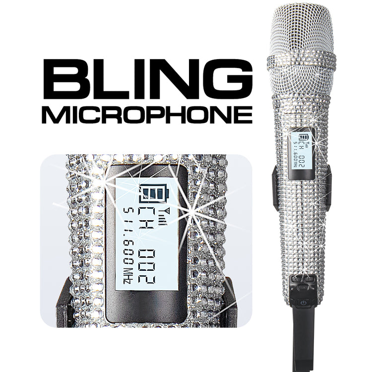 G-MARK Diamond Microphone SKM9000 Luxury sparkling Wireless Microphone Professional UHF Frequency Adjustable Studio Sound Metal Handheld Mic For Party Show Teaching Wedding
