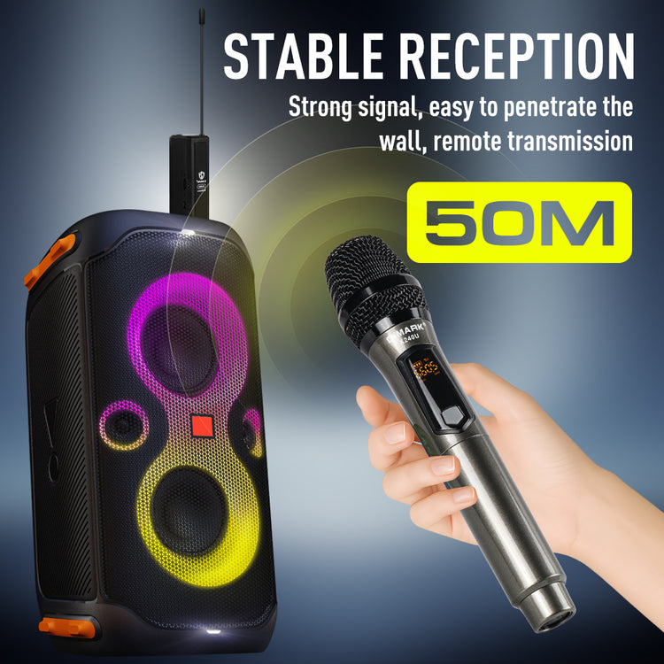 Wireless Microphone G-MARK X240U UHF Recording Karaoke Mic With Rechargeable Lithium Battery Receiver Work 5 Hours For Speaker