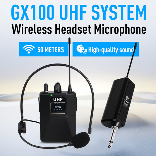 Wireless Headset Microphone G-MARK GX100 Professional UHF Clip Bodypack Mic Work 50M For Party Show Stage Wedding Church