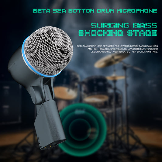 BETA 52A Drum Microphone Instrument Dynamic Mic Snare Kick Big Bass Metal Body