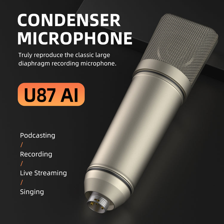 U87Ai Microphone PC gaming Professional Vocal recording Studio Audio interface Equipment Sound cardcondenser Mic