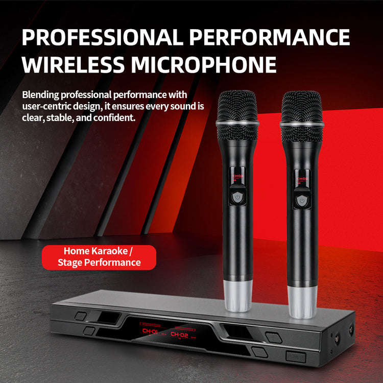 Wireless Microphone G-MARK G1010 Professional 2 Channels Handheld Karaoke Mic For Party Meeting Church Show Home