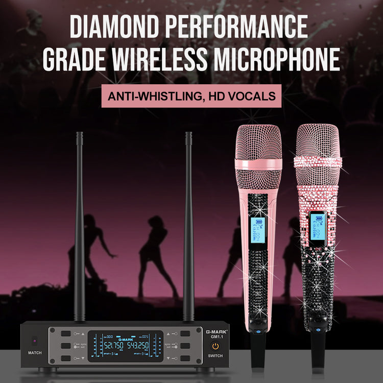 G-MARK Wireless Microphone GM1.1 Professional UHF Frequency Adjustable Metal Handheld Karaoke Mic For Party Show Teaching Wedding（副本）