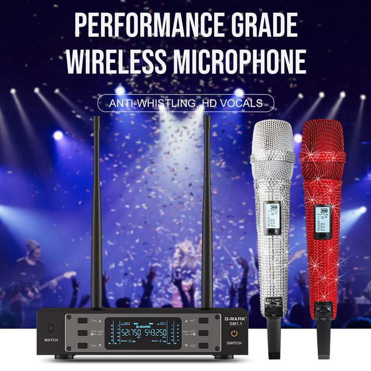 G-MARK Wireless Microphone GM1.1 Professional UHF Frequency Adjustable Metal Handheld Karaoke Mic For Party Show Teaching Wedding