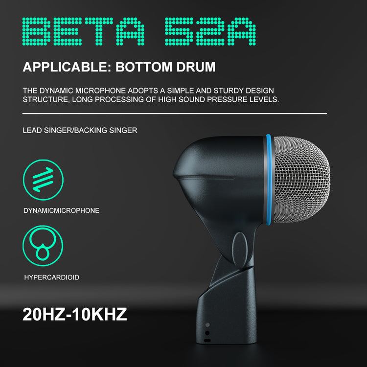 BETA 52A Drum Microphone Instrument Dynamic Mic Snare Kick Big Bass Metal Body