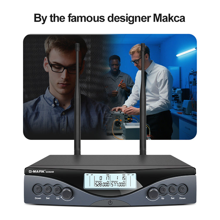 Wireless Microphone G-MARK G330AM Professional UHF 2 Channels Karaoke Mic Handheld Automatic Frequency Adjustable
