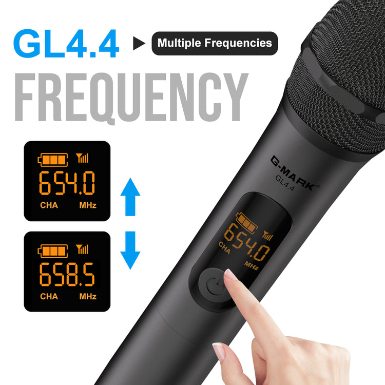 4 Wireless Microphone System G-MARK GL4.4 Professional 4 Channels Microphon Karaoke Mic Fixed Frequency For Home Party Speaker Show Stage Wedding