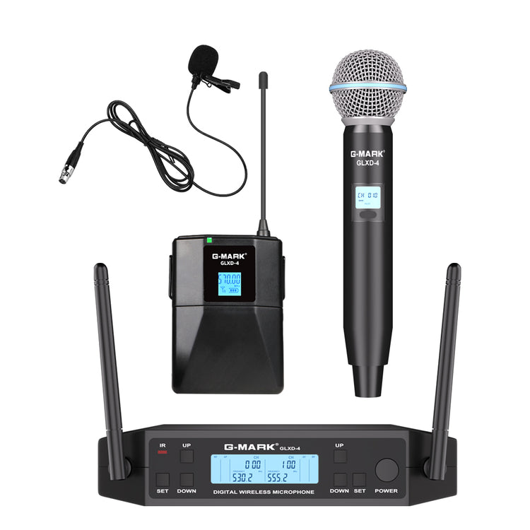 Microphone Wireless G-MARK GLXD4 Professional UHF System Lavalier Mic For Stage Speech Wedding Show Band Home Party Church