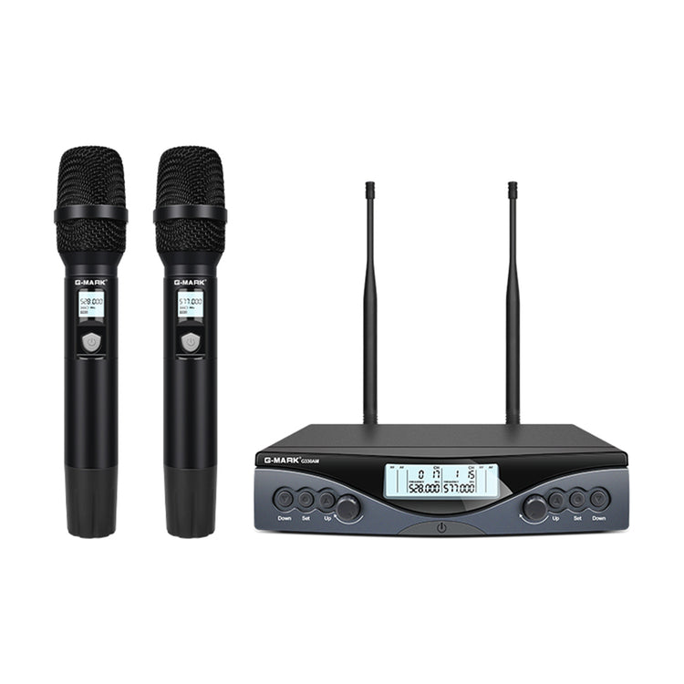 Wireless Microphone G-MARK G330AM Professional UHF 2 Channels Karaoke Mic Handheld Automatic Frequency Adjustable
