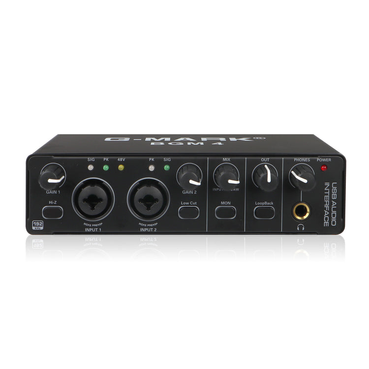 USB Audio Interface for PC Computer Recording Music, G-MARK BGM4 2x2 Guitar Live Sound Card for Mac 24Bit/192kHz, with 48V Phantom Power for Vocalist Producer Podcasting, Streaming