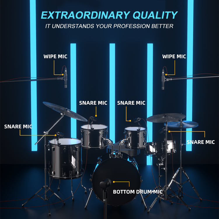 Drum Microphone Kit G-MARK GD1.7 Musical Instruments Mic For Band DJ Stage Instrumental Performance Recording Live With Case