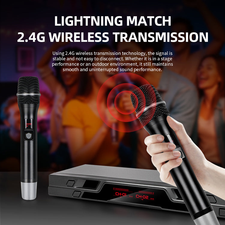Wireless Microphone G-MARK G1010 Professional 2 Channels Handheld Karaoke Mic For Party Meeting Church Show Home