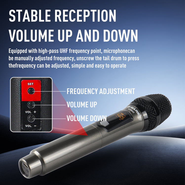 Wireless Microphone G-MARK X240U UHF Recording Karaoke Mic With Rechargeable Lithium Battery Receiver Work 5 Hours For Speaker