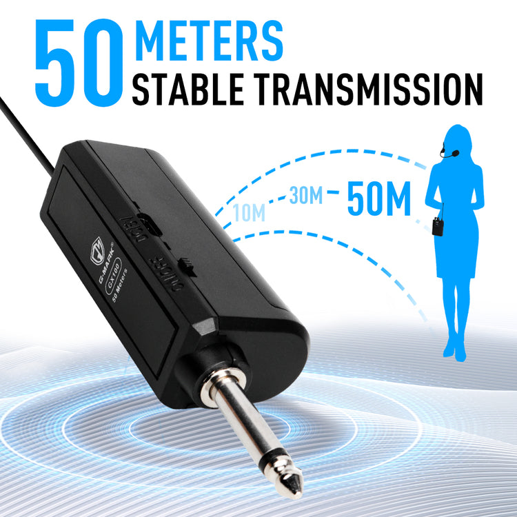 Wireless Headset Microphone G-MARK GX100 Professional UHF Clip Bodypack Mic Work 50M For Party Show Stage Wedding Church
