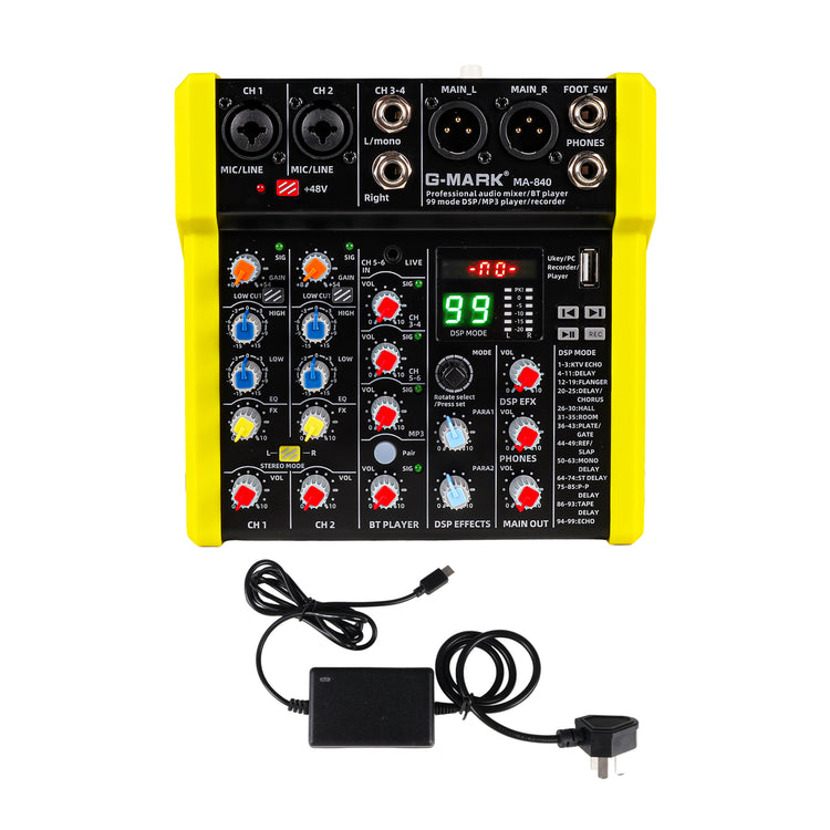 Audio Mixer Bluetooth G-MARK Professional Mixer Usb Interface Sound Board Console System 16 Channel Digital MP3 Computer Input 48V Phantom Power Stereo DJ 24-Bit SPX Effects Mixing Console