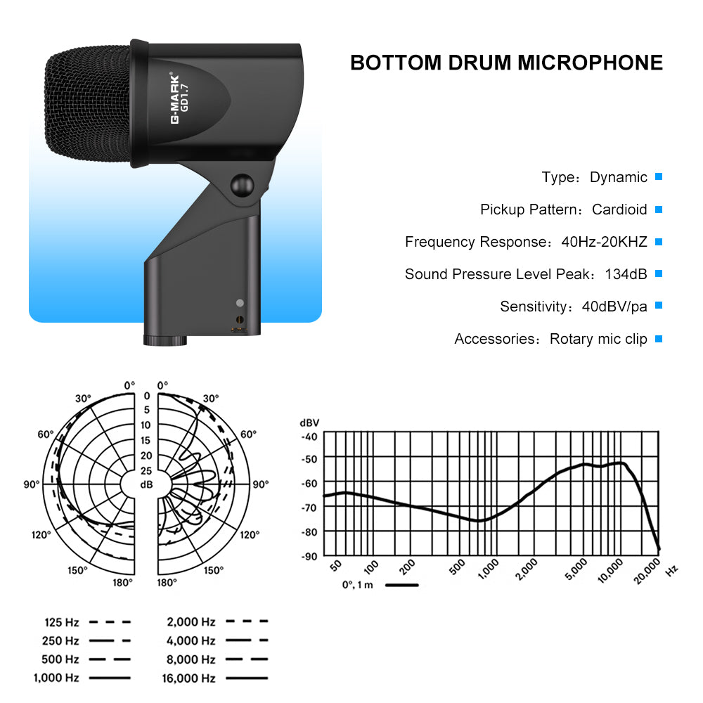 Band Instruments Microphone Drum Microphone Kit G-MARK GD1.7 Musical Instruments Mic For Band DJ S