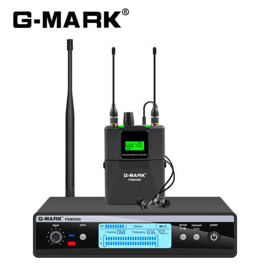 Stereo In-Ear Monitor System G-MARK PSM3000 Wireless Stage Return For Guitar Studio Band Performance Show