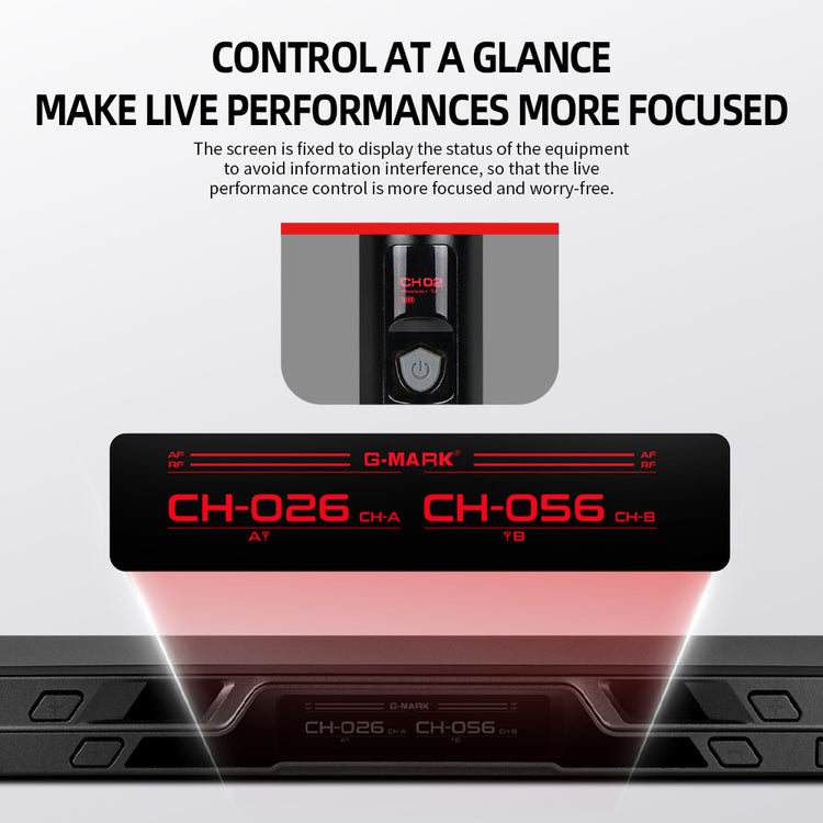 Wireless Microphone G-MARK G1010 Professional 2 Channels Handheld Karaoke Mic For Party Meeting Church Show Home