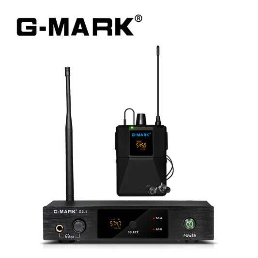 In Ear Monitor G-MARK G2.1IEM UHF Mono Wireless Return Frequency Selectable For Stage Singer Guitar Studio Band Performance DJ