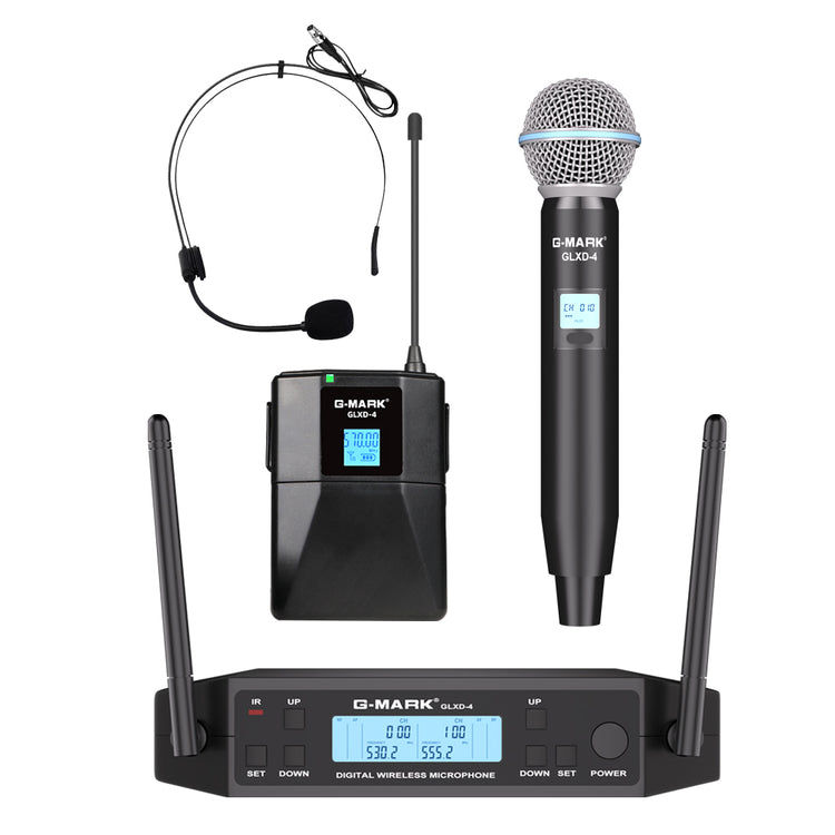 Microphone Wireless G-MARK GLXD4 Professional UHF System Lavalier Mic For Stage Speech Wedding Show Band Home Party Church