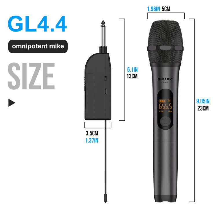 4 Wireless Microphone System G-MARK GL4.4 Professional 4 Channels Microphon Karaoke Mic Fixed Frequency For Home Party Speaker Show Stage Wedding