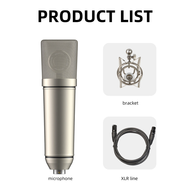 U87Ai Microphone PC gaming Professional Vocal recording Studio Audio interface Equipment Sound cardcondenser Mic