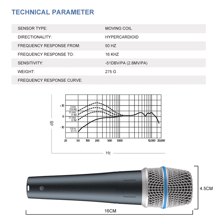 BETA 57A Kick Drum Microphone Super cardioid Dynamic Karaoke Mic With High Output Steel Mesh Grille