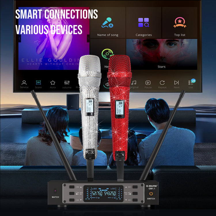 G-MARK Wireless Microphone GM1.1 Professional UHF Frequency Adjustable Metal Handheld Karaoke Mic For Party Show Teaching Wedding