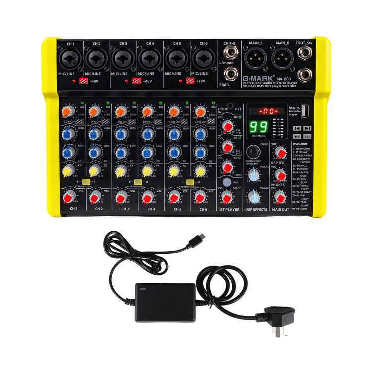 Audio Mixer Bluetooth G-MARK Professional Mixer Usb Interface Sound Board Console System 16 Channel Digital MP3 Computer Input 48V Phantom Power Stereo DJ 24-Bit SPX Effects Mixing Console