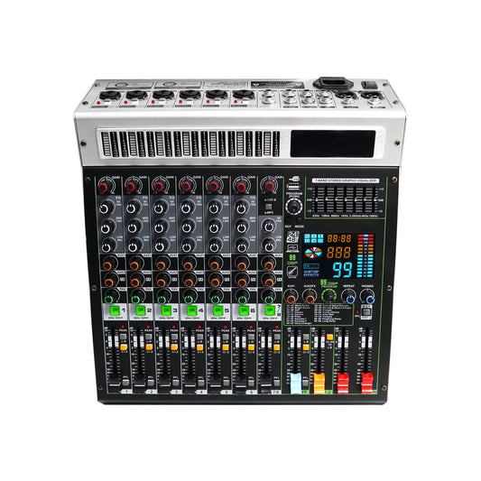 GMARK PMX 8/12-PRO Professional 8/12-Channel Audio Mixer, Sound Board 99-Bits DSP DJ Recording Mixer with 48V Phantom Power USB MP3 Bluetooth Sound Mixing Console for Karaoke, Wedding, Party, Studio, Streaming