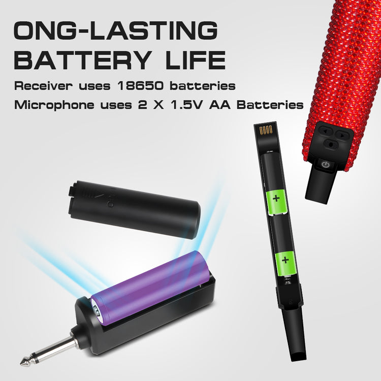 G-MARK Diamond Microphone SKM9000 Luxury sparkling Wireless Microphone Professional UHF Frequency Adjustable Studio Sound Metal Handheld Mic For Party Show Teaching Wedding