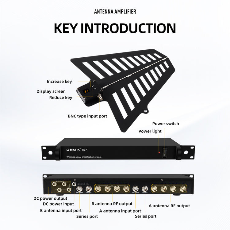 Microphone Antenna Booster G-MARK TM-1 8 Channels UHF 400-950MHz For Wireless Systems Stage Outdoor