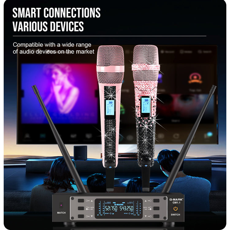 G-MARK Wireless Microphone GM1.1 Professional UHF Frequency Adjustable Metal Handheld Karaoke Mic For Party Show Teaching Wedding（副本）