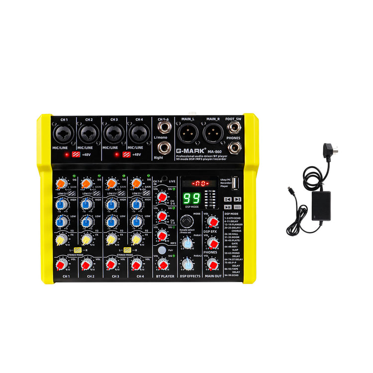 Audio Mixer Bluetooth G-MARK Professional Mixer Usb Interface Sound Board Console System 16 Channel Digital MP3 Computer Input 48V Phantom Power Stereo DJ 24-Bit SPX Effects Mixing Console