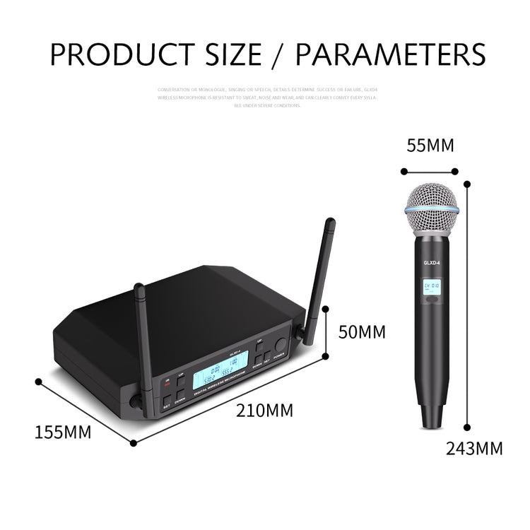 Microphone Wireless G-MARK GLXD4 Professional UHF System Lavalier Mic For Stage Speech Wedding Show Band Home Party Church