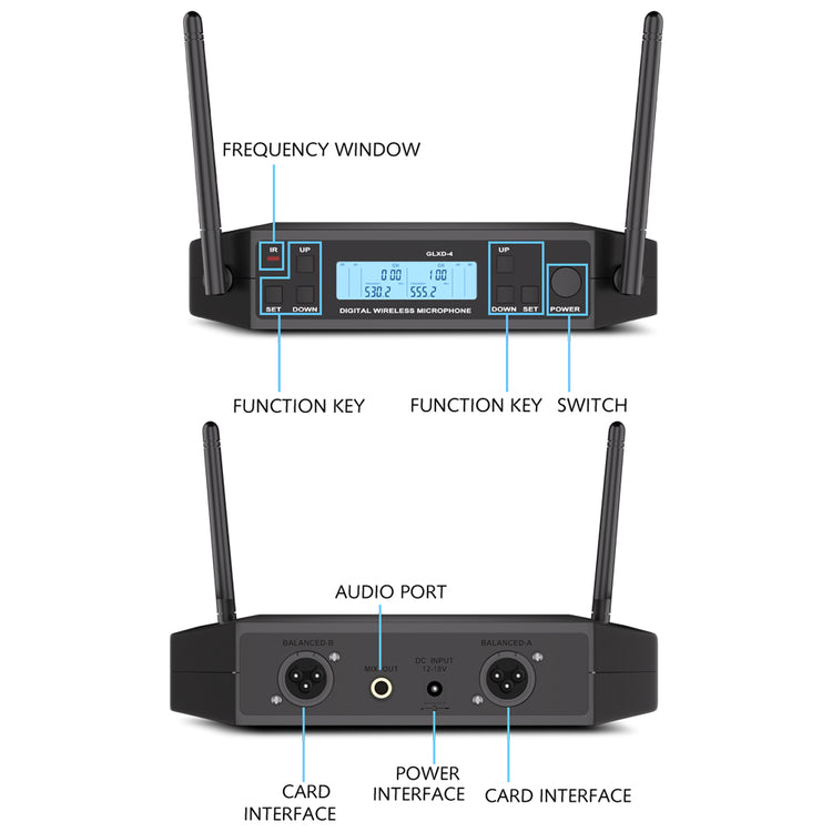 Microphone Wireless G-MARK GLXD4 Professional UHF System Lavalier Mic For Stage Speech Wedding Show Band Home Party Church