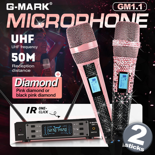G-MARK Wireless Microphone GM1.1 Professional UHF Frequency Adjustable Metal Handheld Karaoke Mic For Party Show Teaching Wedding（副本）