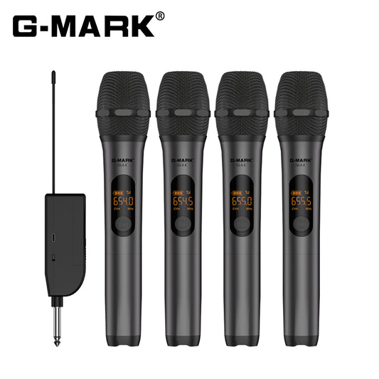 4 Wireless Microphone System G-MARK GL4.4 Professional 4 Channels Microphon Karaoke Mic Fixed Frequency For Home Party Speaker Show Stage Wedding