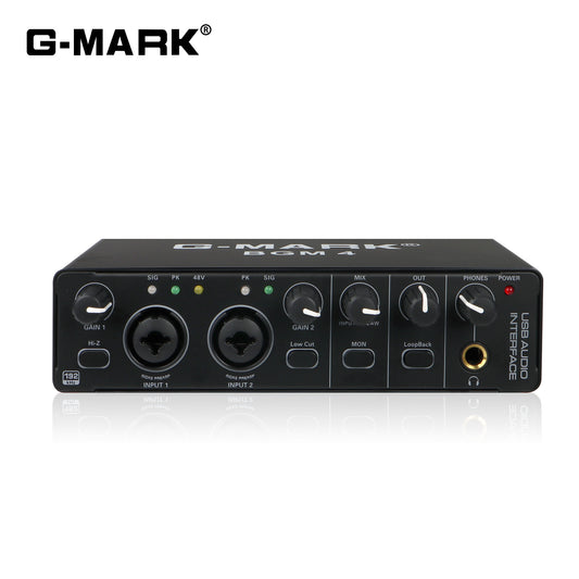 USB Audio Interface for PC Computer Recording Music, G-MARK BGM4 2x2 Guitar Live Sound Card for Mac 24Bit/192kHz, with 48V Phantom Power for Vocalist Producer Podcasting, Streaming