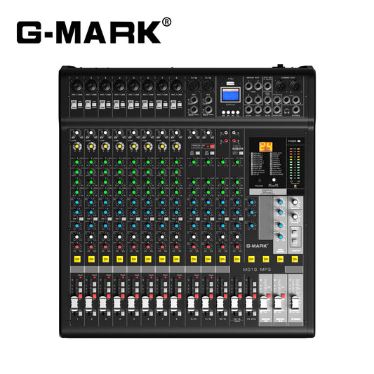 Audio Mixer Bluetooth G-MARK Professional Mixer Usb Interface Sound Board Console System 16 Channel Digital MP3 Computer Input 48V Phantom Power Stereo DJ 24-Bit SPX Effects Mixing Console