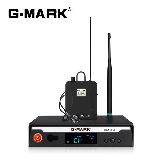 In Ear Monitor G-MARK G6.1IEM UHF Stereo wireless Monitoring System For Stage Singer Guitar Studio Band Performance