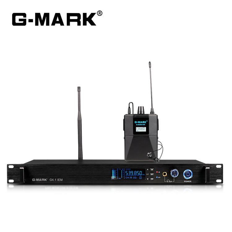 In Ear Monitor System G-MARK G4.1 UHF Wireless Stage Return With In Earphone Frequency Selectable For Stage Guitar Studio Band Performance DJ Metal Body
