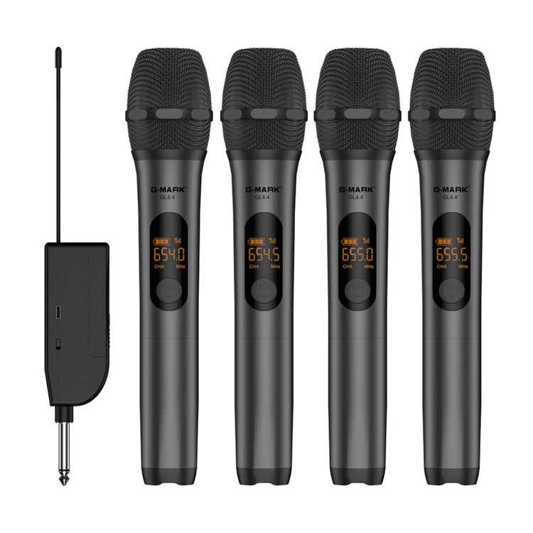 4 Wireless Microphone System G-MARK GL4.4 Professional 4 Channels Microphon Karaoke Mic Fixed Frequency For Home Party Speaker Show Stage Wedding