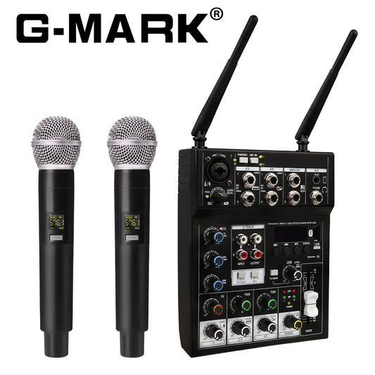 G-MARK Studio 4 wireless mic and mixer set Studio 4 一拖二和五路调音台套装