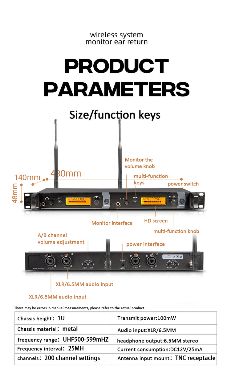 In Ear Monitor System G-MARK G5000 IEM UHF Wireless Stage Return With