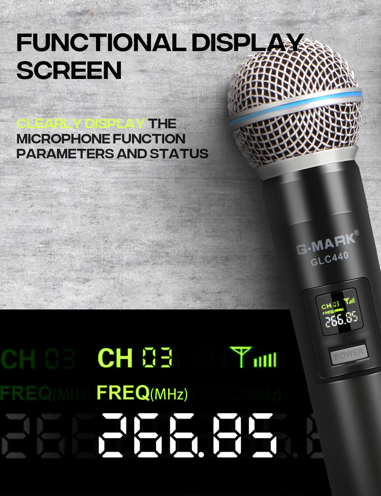 G-MARK Wireless Microphone GLC440 VHF 4 Handheld Cordless Dynamic Mic一拖四VHF无线麦克风