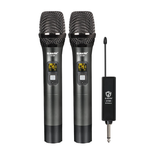 Wireless Microphone G-MARK X720 UHF Karaoke Mic Metal Body With Rechargeable Lithium Battery Receiver For Karaoke Meeting Stage DJ Speaker Wedding School