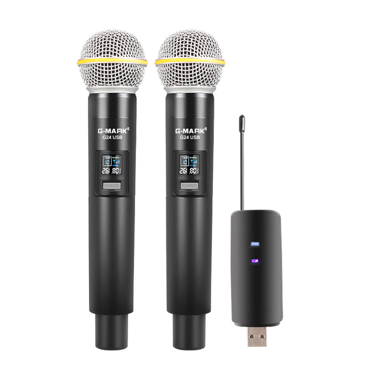 Wireless Microphone G-MARK G24USB UHF一拖二无线麦克风